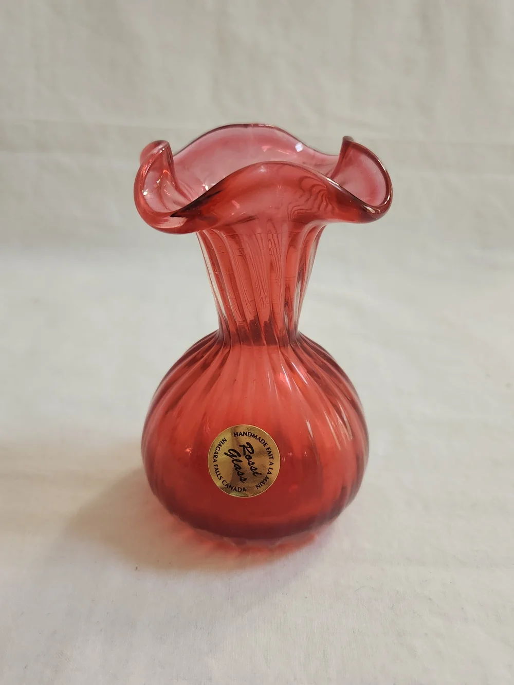 Rossi Glass Cranberry Art Glass Vase